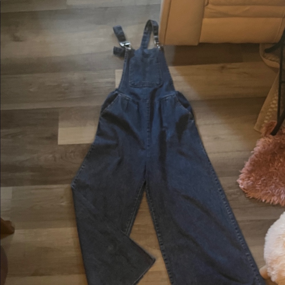 flared leg  Denim Overalls